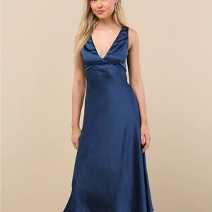 Lulu's Navy Blue Midi Dress